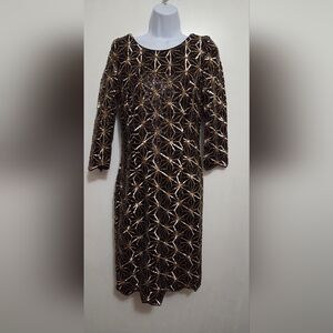 Gianni Bini Elegant Black and Gold Women's Dress Large